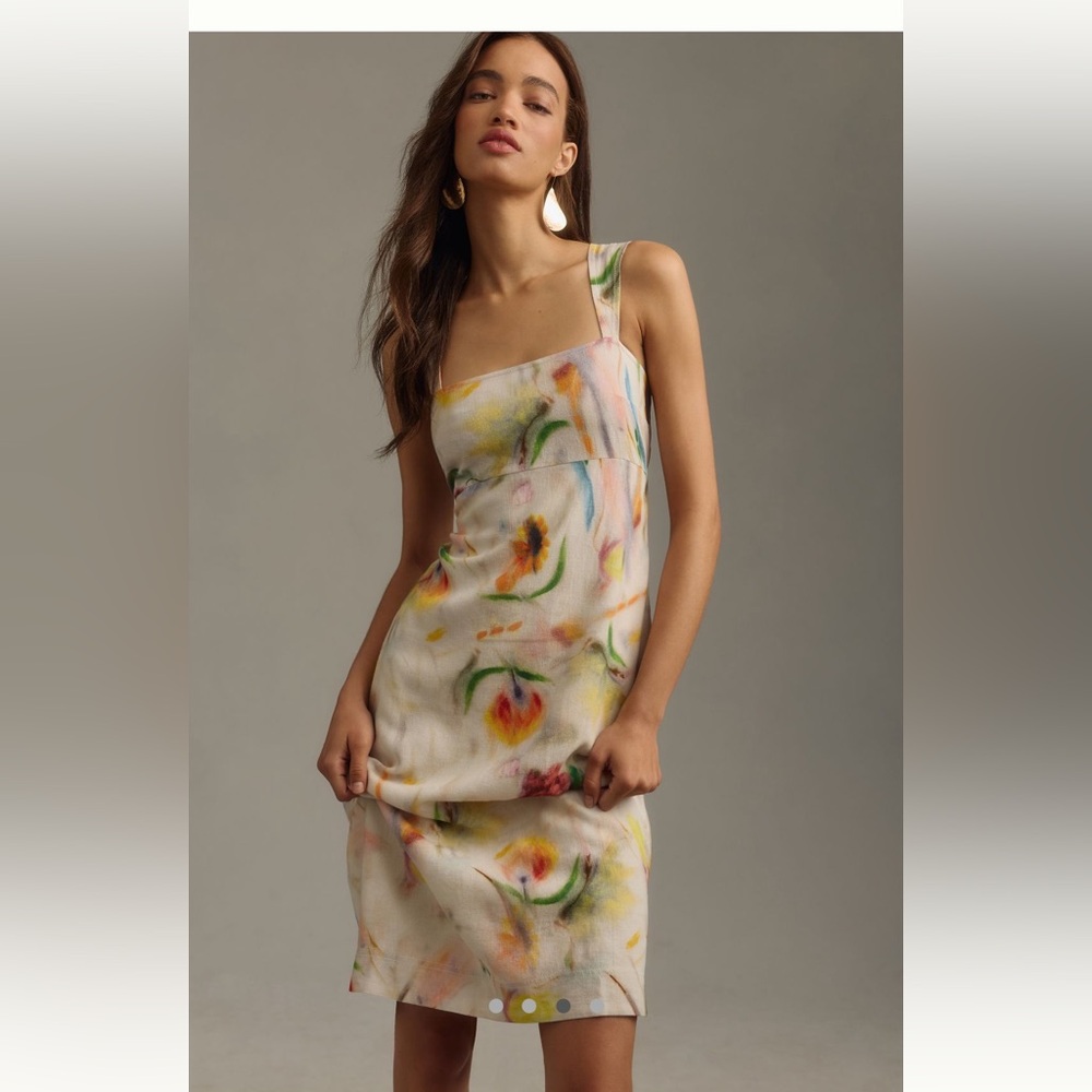 Anthropologie Klaas Jonkman Sleeveless Square-Neck
Linen Midi Dress NWT